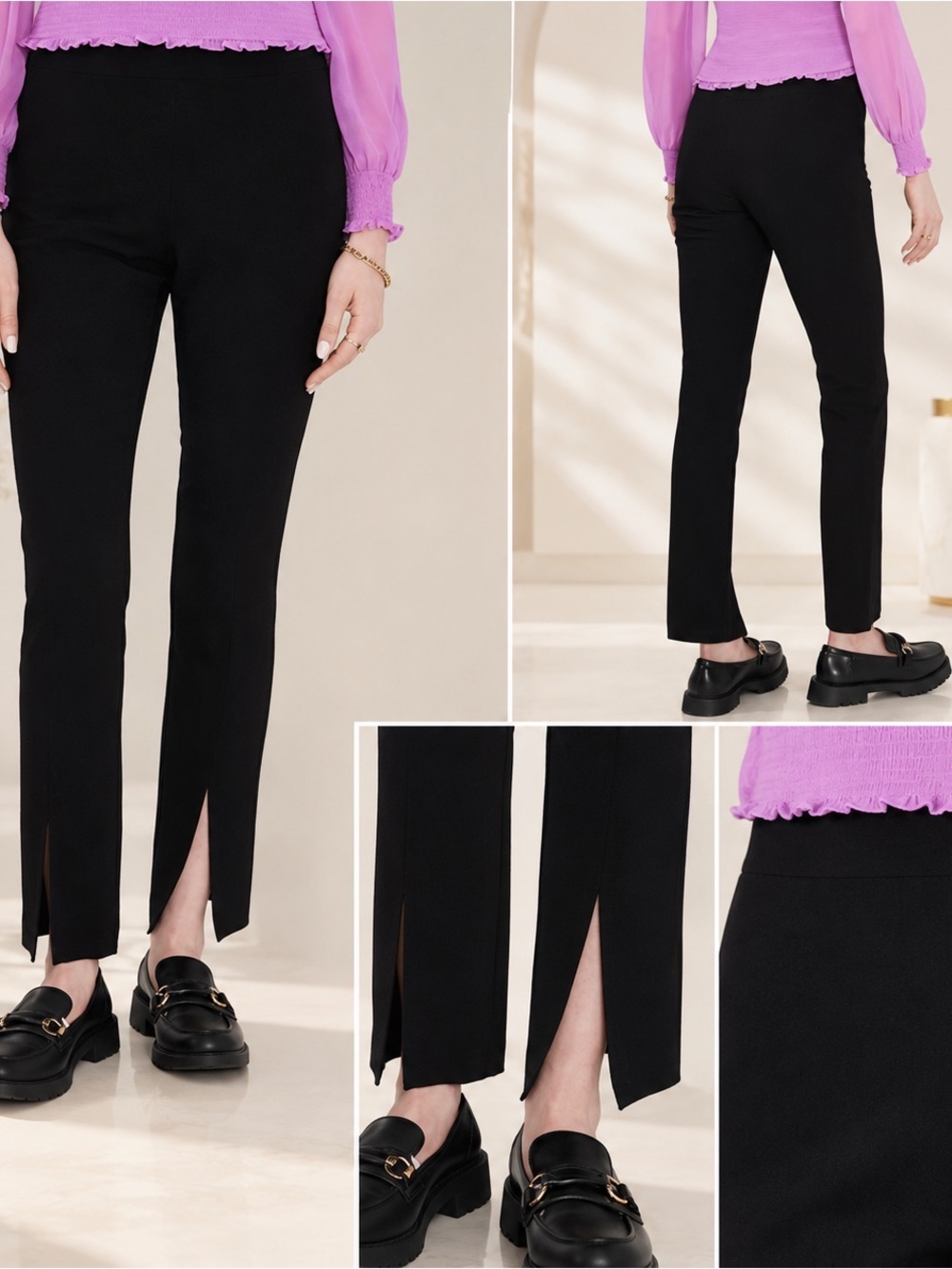 1.STATE Black Front Slit Ankle Pants 6 NWT Work Office Trousers